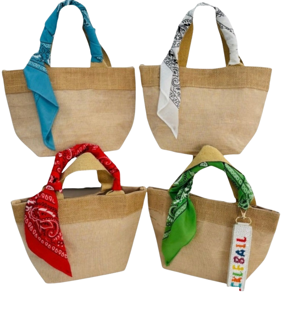 J3D-B893-71 - Jute/Canvas Small Tote