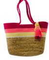 G1A-CE6576 – Multi Colored Straw &amp; Rope Shoulder Tote