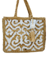 G16D - HBG105089 - Hand-Painted Box Shape Straw Bag