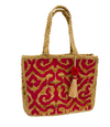 G16D - HBG105089 - Hand-Painted Box Shape Straw Bag