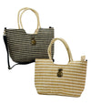 G7F-CE6733 – Two Tone Tight Straw Weave Shoulder Tote