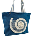 G8F-SNS6710 – Blue Shoulder Tote embroidered with White Circular Shell