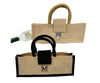 F8E - B066-79 - Woven Burlap Wine/Carry All Tote