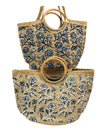 H7E - HBG105088 - Small Flower Printed Straw Bag