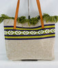 K5B - LHU406 - Woven Cotton Tote with Frayed Top Edge