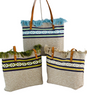 K5B - LHU406 - Woven Cotton Tote with Frayed Top Edge