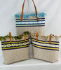 K5B - LHU406 - Woven Cotton Tote with Frayed Top Edge