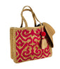 H7D - HBG105089 - Hand-Painted Box Shape Straw Bag